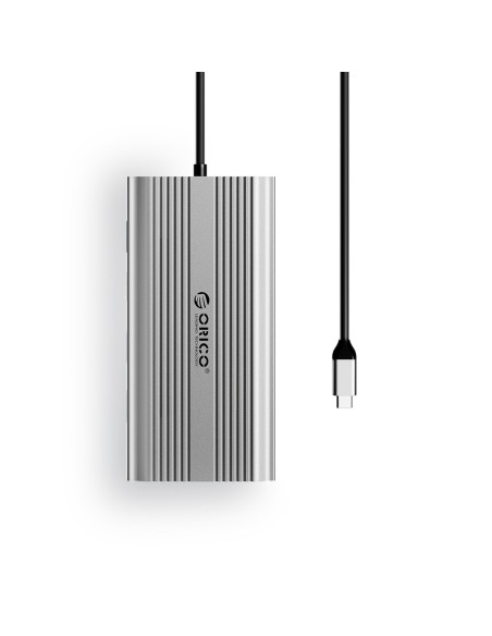 
12 viename USB-C prijungimo stotelė - USB-A USB-C HDMI VGA RJ45 SD microSD PD 100W - sidabrinė
