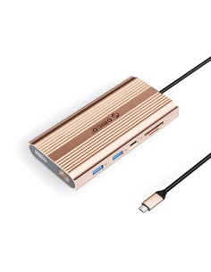 
ŠAKOTOJO stotelė 12in1 USB-C - USB-A USB-C HDMI DisplayPort RJ45 SD PD 100W 4K 1000Mbps - rožinis auksas
