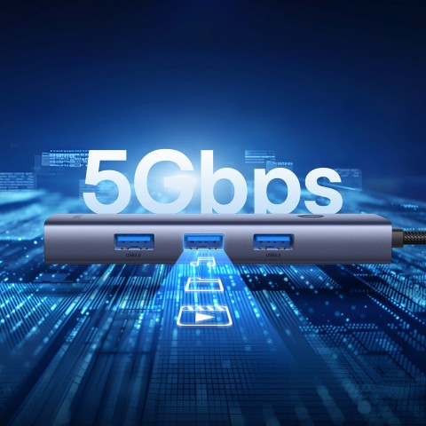 
ŠAKOS skirstytuvas USB-A USB-C 5V 50cm - pilkas

