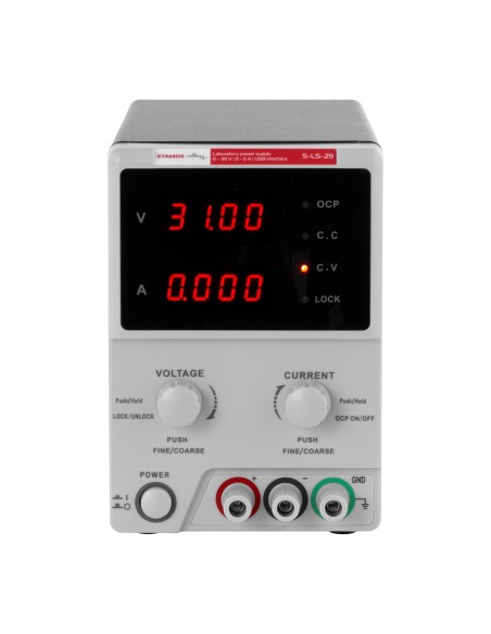 Laboratorinis maitinimo šaltinis 0-30VDC 0-5A USB / RS232 + CD S-LS-29 Laboratorinis maitinimo šaltinis 0-30VDC 0-5A USB / RS232 + CD S-LS-29