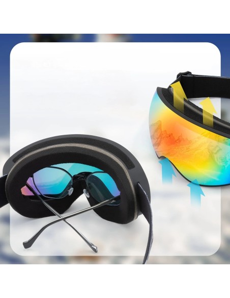 
Vaikiški slidinėjimo akiniai su nerasojančiu UV filtru ir pilku lęšiu bei raudonu veidrodėliu – juodi
