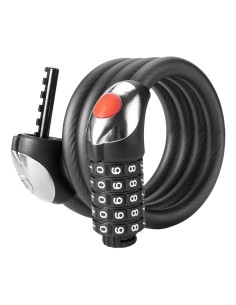 
5 skaitmenų dviračio spyna su plieniniu trosu ir LED foniniu apšvietimu, 180 cm - juoda
