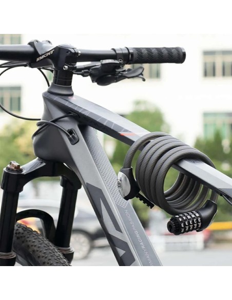 
5 skaitmenų dviračio spyna su plieniniu trosu ir LED foniniu apšvietimu, 180 cm - juoda

