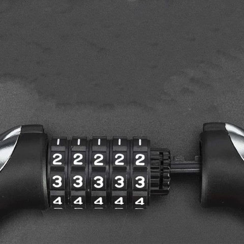 
5 skaitmenų dviračio spyna su plieniniu trosu ir LED foniniu apšvietimu, 180 cm - juoda
