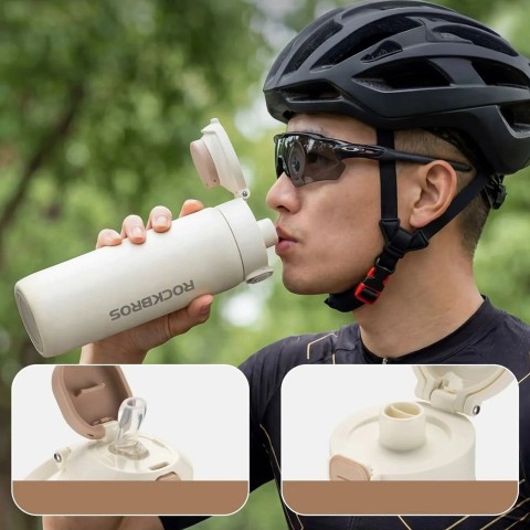 
Terminis butelis su magnetiniu laikikliu ir tvirtinimo dirželiu 700 ml - smėlio spalvos
