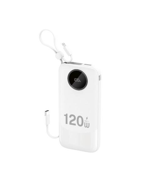 
K13 10000mAh 22.5W išorinė baterija su integruotu laidu – balta
