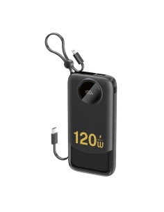 
K13 10000mAh 22.5W išorinė baterija su integruotu laidu - juoda
