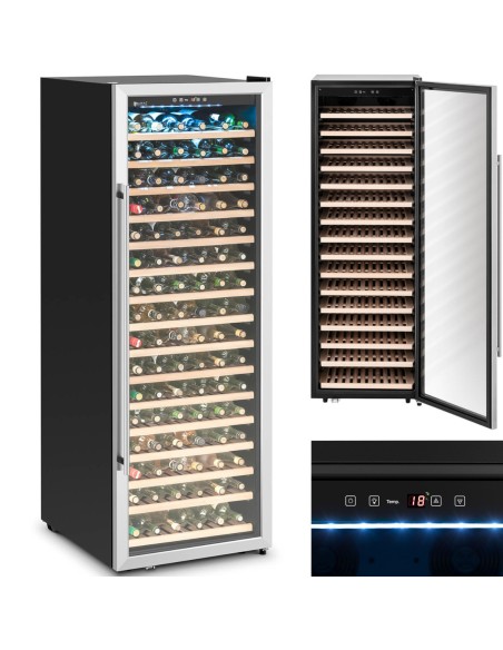 Winiarka šaldytuvas vyno šaldytuvas 199 buteliams LED 428 l juodas