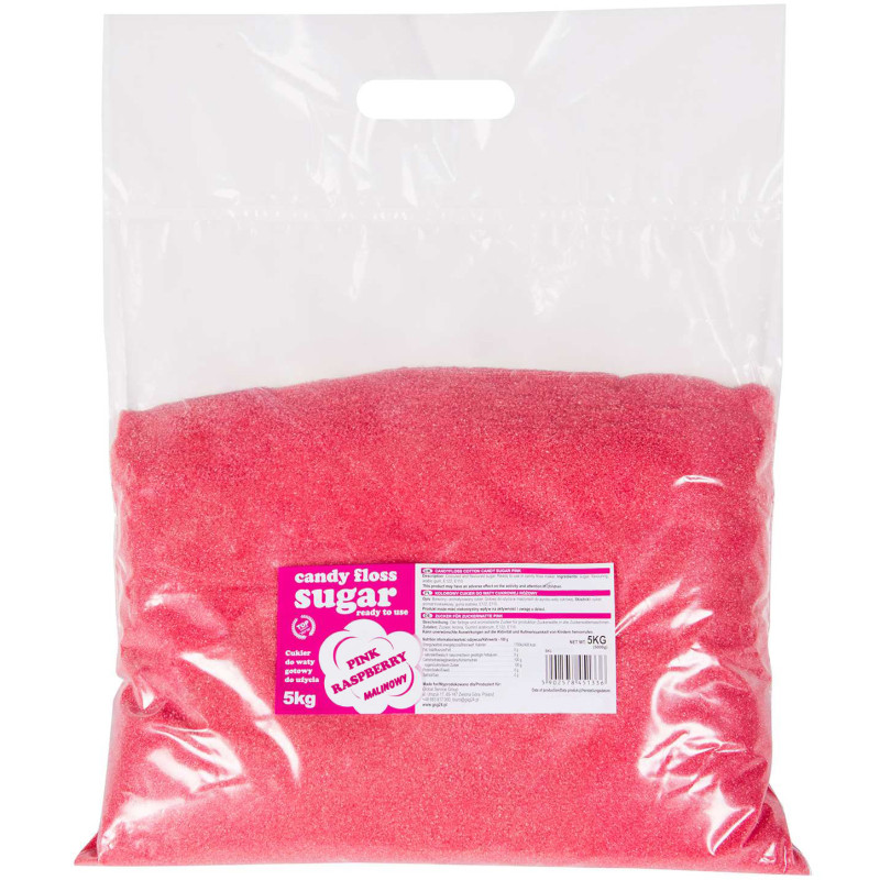 Spalvingas cukraus vatos raudonųjų aviečių skonio cukrus 5kg