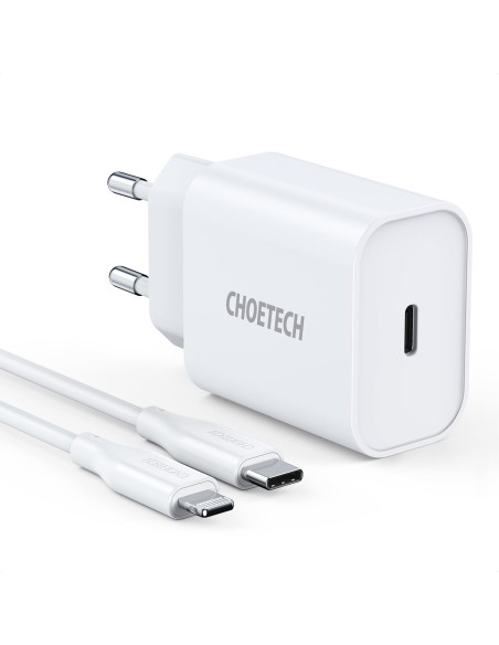 USB Type C 20W PowerDelivery 3A sieninis įkroviklis + MFI USB Type Clightning kabelis 1,2m baltas USB Type C 20W PowerDelivery 3A sieninis įkroviklis + MFI USB Type Clightning kabelis 1,2m baltas