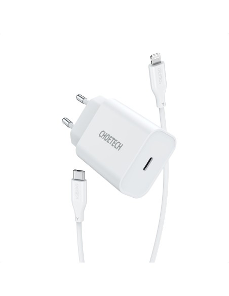 USB Type C 20W PowerDelivery 3A sieninis įkroviklis + MFI USB Type Clightning kabelis 1,2m baltas USB Type C 20W PowerDelivery 3A sieninis įkroviklis + MFI USB Type Clightning kabelis 1,2m baltas