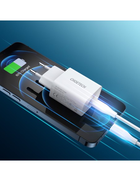 USB Type C 20W PowerDelivery 3A sieninis įkroviklis + MFI USB Type Clightning kabelis 1,2m baltas USB Type C 20W PowerDelivery 3A sieninis įkroviklis + MFI USB Type Clightning kabelis 1,2m baltas