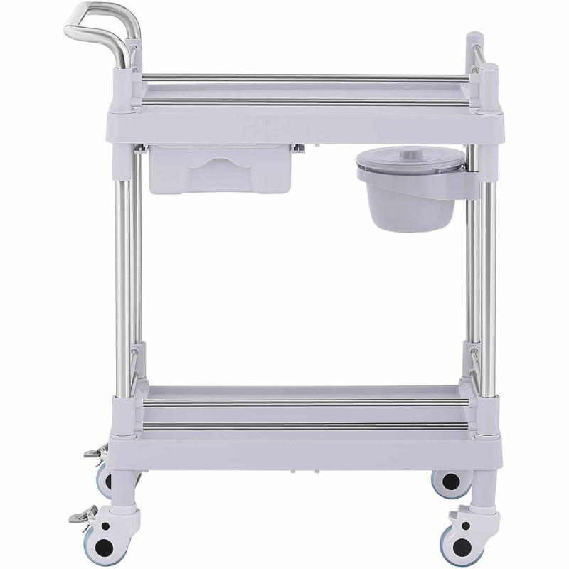 Kosmetinių procedūrų laboratorinis vežimėlis 2 lentynos 1 stalčius 71 x 64 x 91 cm 20 kg