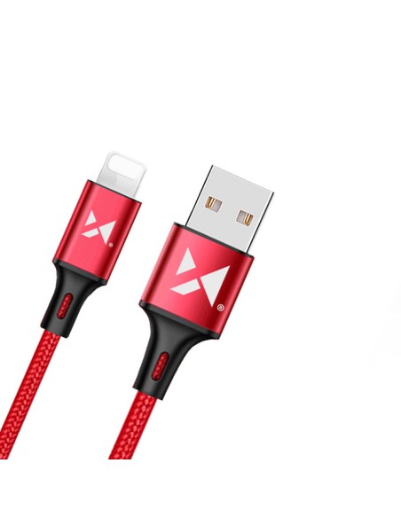 Kabelis USB laidas Iphone Lightning 2.4A 2m raudonas Kabelis USB laidas Iphone Lightning 2.4A 2m raudonas