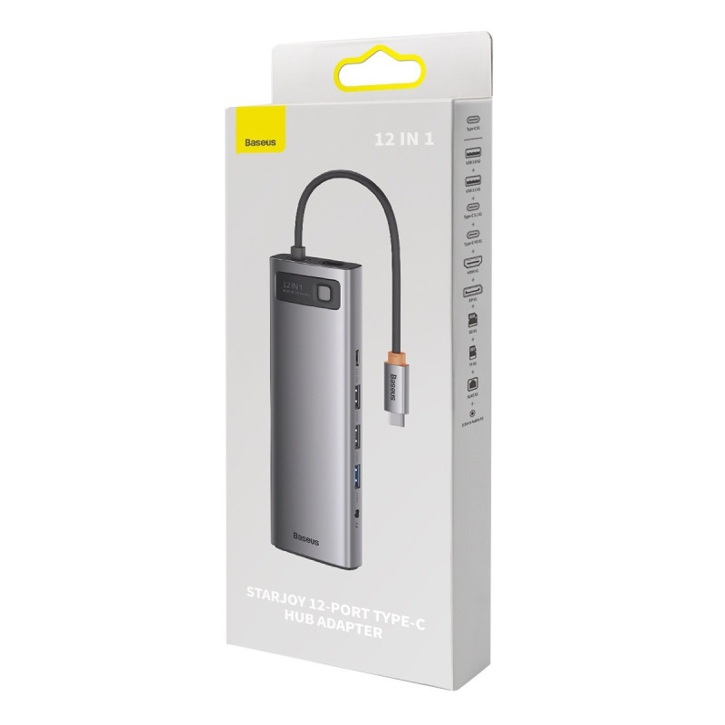 Daugiafunkcis HUB 12in1 USB-C HDMI DP USB-C mini lizdas 3,5 mm RJ45 SD