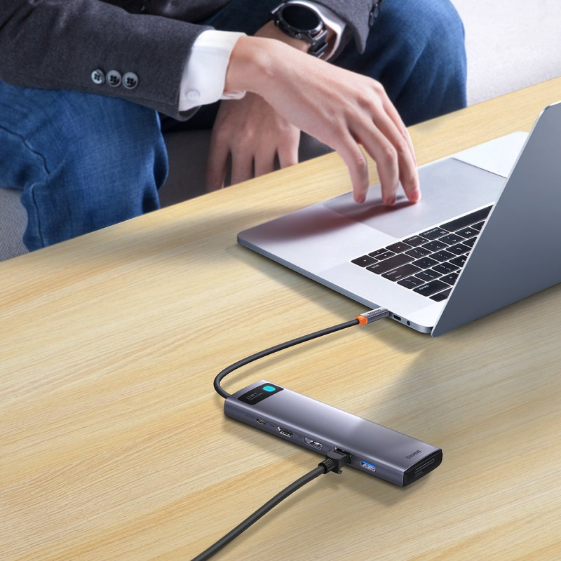 Daugiafunkcis HUB 12in1 USB-C HDMI DP USB-C mini lizdas 3,5 mm RJ45 SD