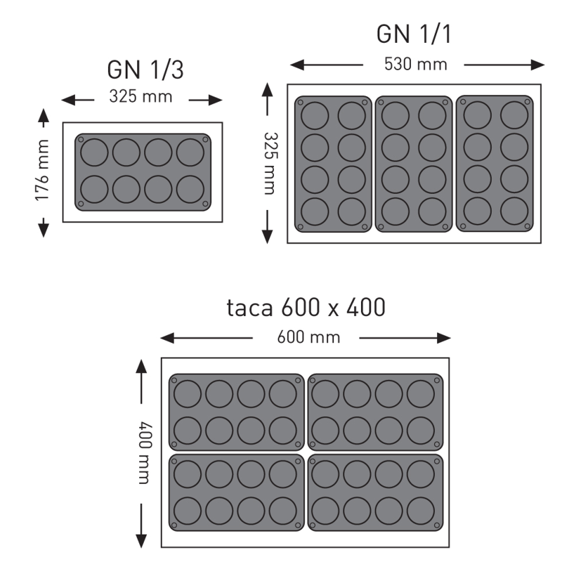 Nelipnios silikoninės formos kepimui iki 260C TORTALETTE 176x300mm GN1/3 - Hendi 676509