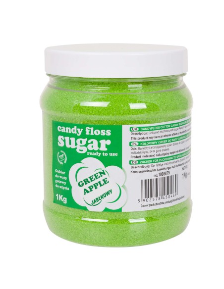 Spalvotas cukraus vatos žalio obuolio skonio 1kg Spalvotas cukraus vatos žalio obuolio skonio 1kg