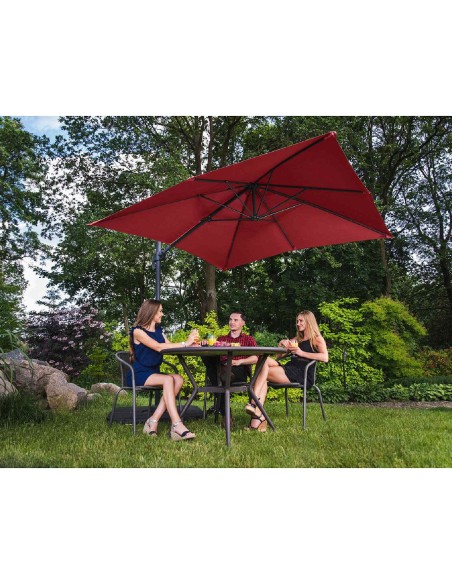 Šoninis sodo skėtis ant kvadratinės rankos, 250 x 250 cm, kaštoninės spalvos Šoninis sodo skėtis ant kvadratinės rankos, 250 x 250 cm, kaštoninės spalvos