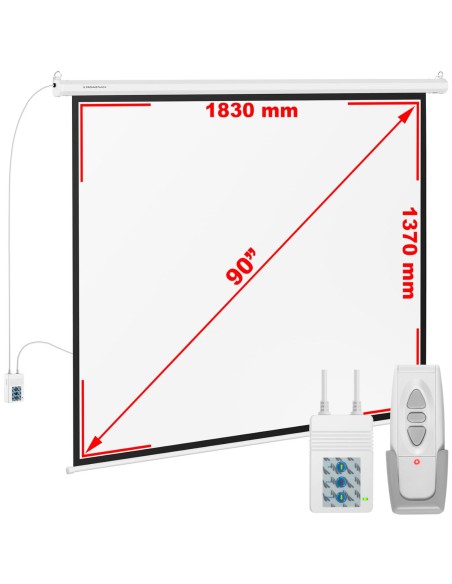 Projekcinis ekranas elektrinis sieninis lubos matinis baltas 90'' 189x143 cm 4:3 Projekcinis ekranas elektrinis sieninis lubos matinis baltas 90'' 189x143 cm 4:3