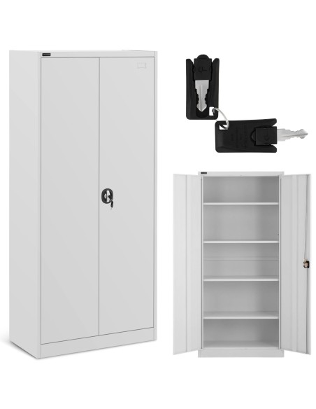 Metalinė biuro spintelė dokumentams, segtuvams, 4 lentynos, aukštis 195 cm, PILKA Metalinė biuro spintelė dokumentams, segtuvams, 4 lentynos, aukštis 195 cm, PILKA