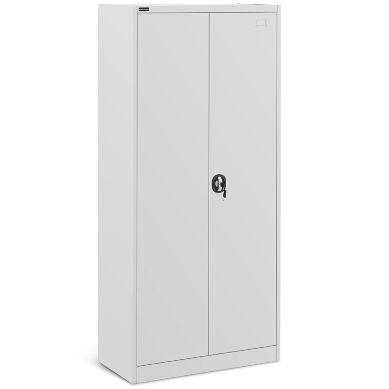 Metalinė biuro spintelė dokumentams, segtuvams, 4 lentynos, aukštis 195 cm, PILKA