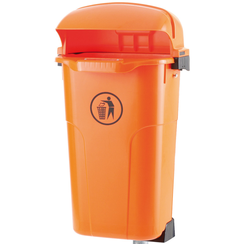 Miesto gatvės kibirų dėžė stulpui arba sienai URBAN BIN 50L - oranžinė