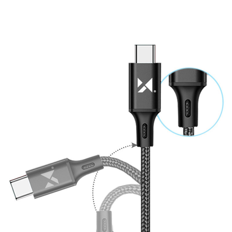 Tvirtas pintas kabelis USB USB-C 2.4A 1m juodas