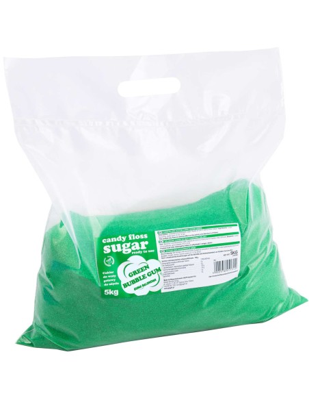 Spalvingas cukrus cukraus vatai žaliai, pagardintas guma 5kg Spalvingas cukrus cukraus vatai žaliai, pagardintas guma 5kg