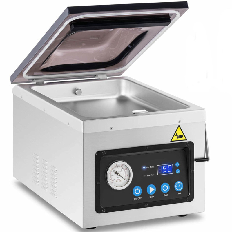 Kamerinė vakuuminio maisto pakavimo mašina, plotis 26 cm 103 l/min 1 baras 1000 W