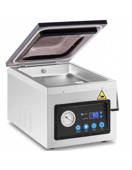 Kamerinė vakuuminio maisto pakavimo mašina, plotis 26 cm 103 l/min 1 baras 1000 W Kamerinė vakuuminio maisto pakavimo mašina, plotis 26 cm 103 l/min 1 baras 1000 W