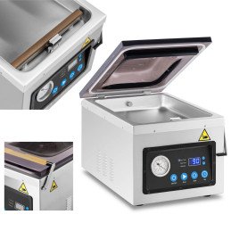 Kamerinė vakuuminio pakavimo mašina maistui plotis 26 cm 77 l/min 1 baras 1000 W
