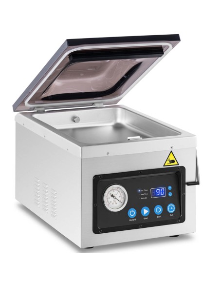 Kamerinė vakuuminio pakavimo mašina maistui plotis 26 cm 77 l/min 1 baras 1000 W Kamerinė vakuuminio pakavimo mašina maistui plotis 26 cm 77 l/min 1 baras 1000 W