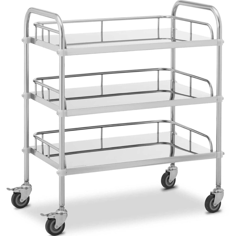 Kosmetinio gydymo laboratorinis vežimėlis iš plieno 3 lentynos 71 x 43 x 86 cm 30 kg