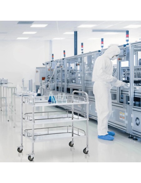 Kosmetinio gydymo laboratorinis vežimėlis iš plieno 3 lentynos 71 x 43 x 86 cm 30 kg Kosmetinio gydymo laboratorinis vežimėlis iš plieno 3 lentynos 71 x 43 x 86 cm 30 kg