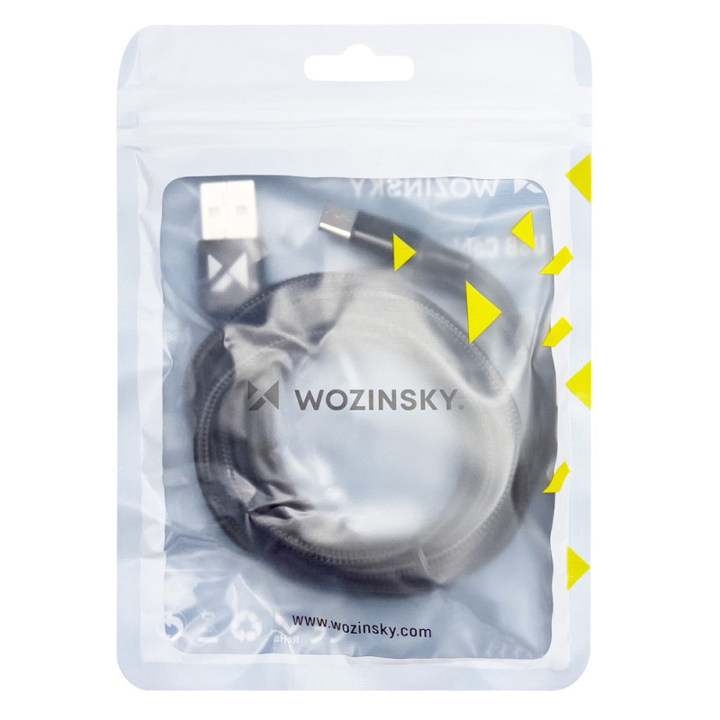 Tvirtas pintas kabelis USB USB-C 2.4A 1m juodas