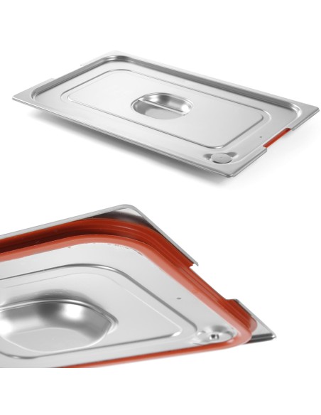 Dangtis GN konteineriui Profi Line su silikonine tarpine ir išpjova GN1/2 rankenoms 265x325mm plienas - Hendi 804322