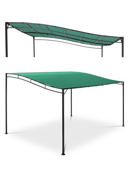 Sodo stogo danga laisvai pastatoma pavėsinė 4 x 3 x 2,5 m žalia Sodo stogo danga laisvai pastatoma pavėsinė 4 x 3 x 2,5 m žalia
