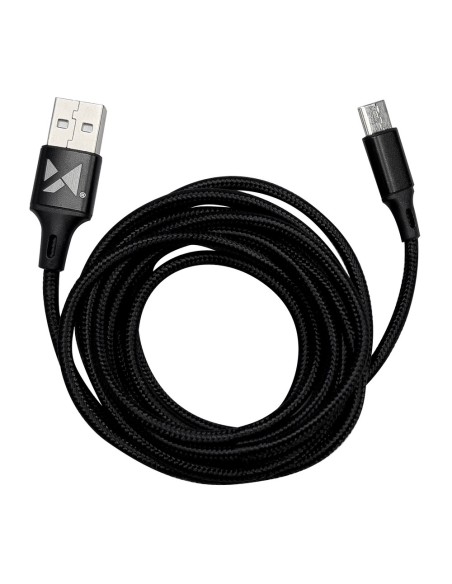 Tvirtas pintas kabelis USB USB-C 2.4A 1m juodas