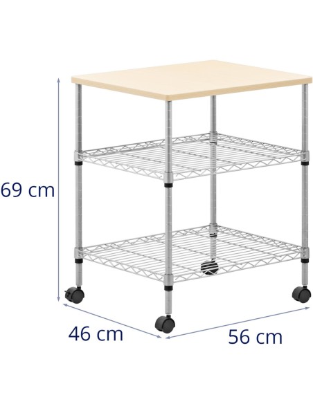 Vielinė lentyna ant ratukų spintai laikyti 3 lentynos 56 x 46 x 68 cm iki 30 kg Vielinė lentyna ant ratukų spintai laikyti 3 lentynos 56 x 46 x 68 cm iki 30 kg