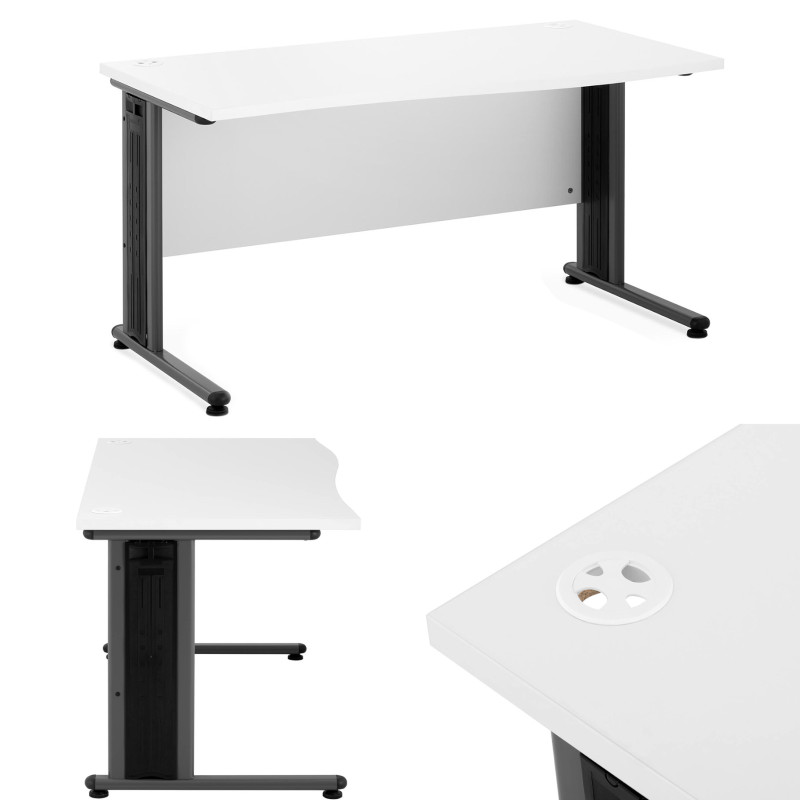 Kompiuterio stalas ant metalinio rėmo 140 x 73,5 balta ir pilka