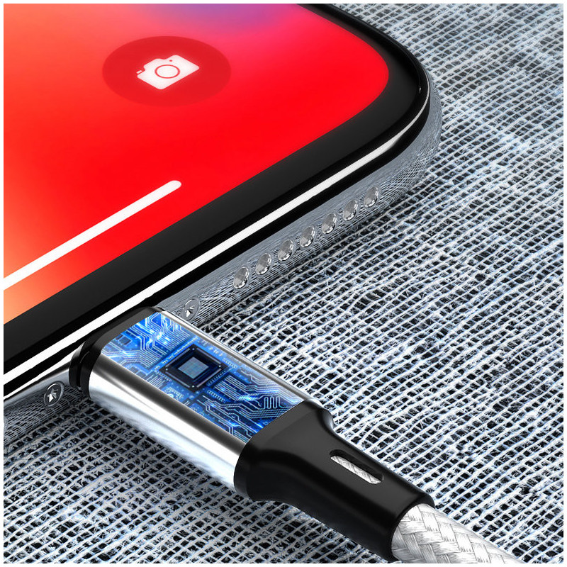 Tvirtas pintas kabelis USB USB-C 2.4A 1m juodas