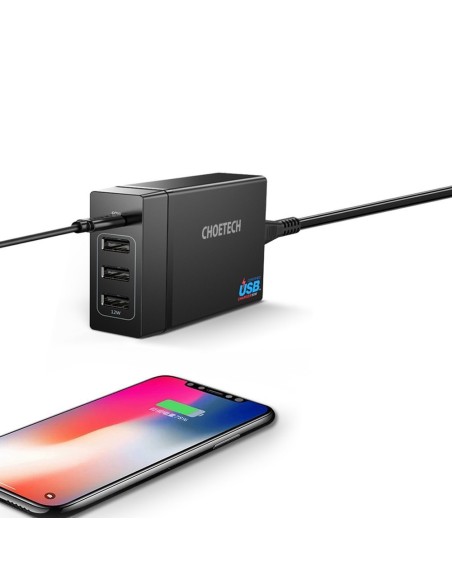 Sieninis įkroviklis 3xUSB 1xUSB Type C 60W Power Delivery juodas