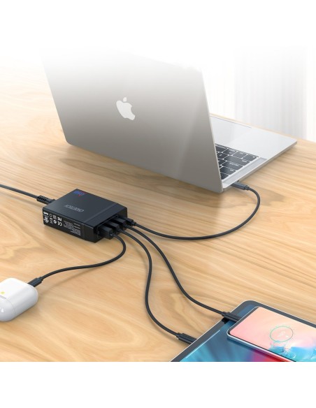 Sieninis įkroviklis 3xUSB 1xUSB Type C 60W Power Delivery juodas
