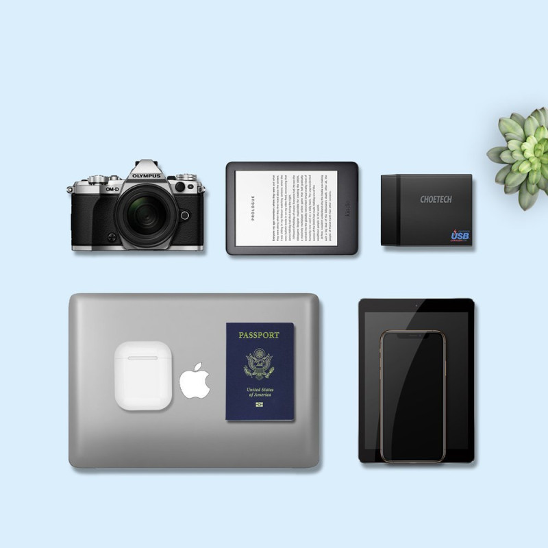 Sieninis įkroviklis 3xUSB 1xUSB Type C 60W Power Delivery juodas