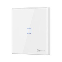 Vieno kanalo jutiklinis šviesos jungiklis WiFi mygtuko jungiklis nuotolinio valdymo pultas 433MHz baltas T2EU1C-RF