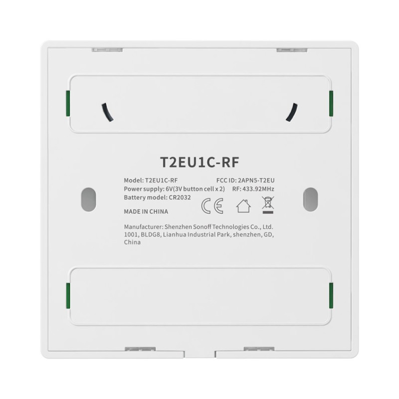 Vieno kanalo jutiklinis šviesos jungiklis WiFi mygtuko jungiklis nuotolinio valdymo pultas 433MHz baltas T2EU1C-RF
