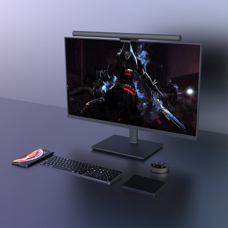 Bevielis LED lempos ekrano apšvietimo monitorius Elesense juodas - RINKINYS iš 2 vnt.