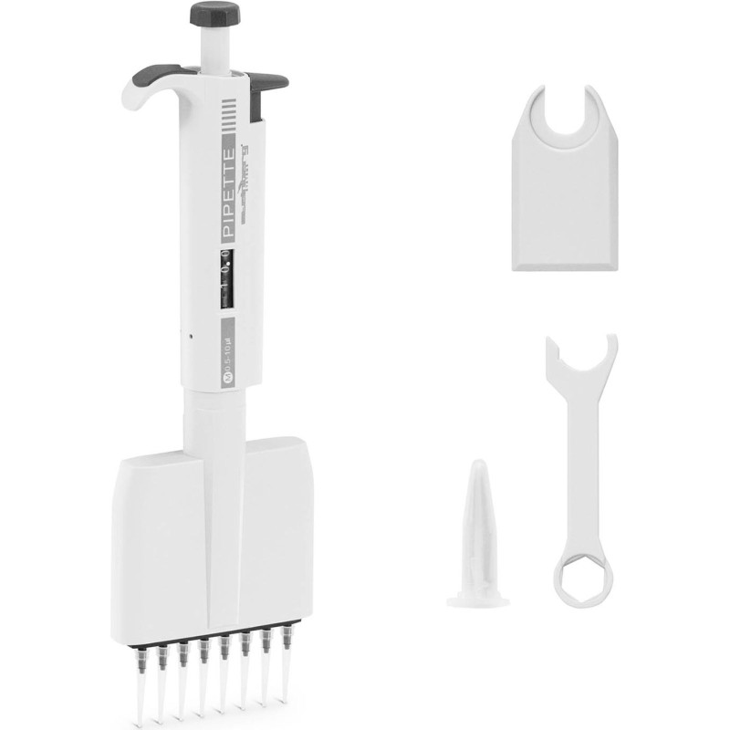 8 kanalų rankinė laboratorinė pipetė 0,0005-0,01 ml