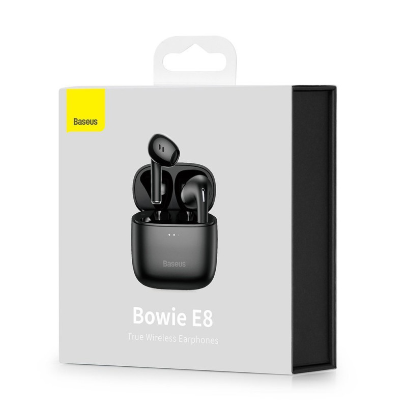 Belaidės Bluetooth 5.0 TWS į ausis įdedamos ausinės, atsparios vandeniui IPX5 E8 juodos spalvos
